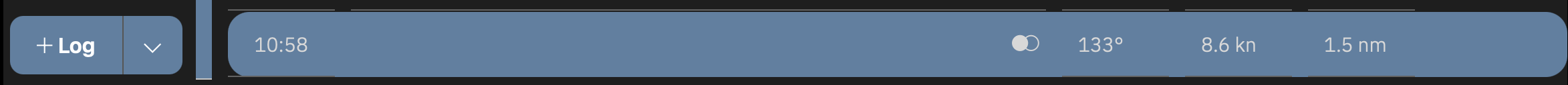 Below the last log entry, the timeline shows current values