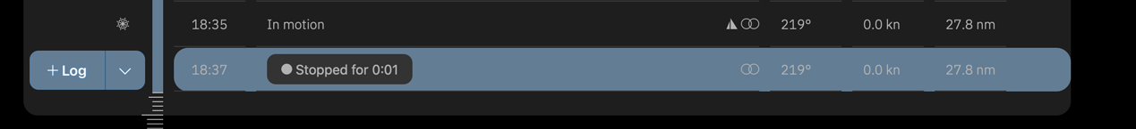 A stop button appears in the log row
