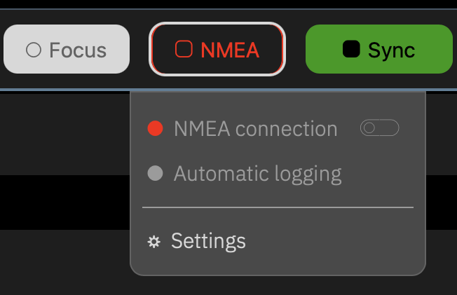 The <strong>NMEA</strong> menu