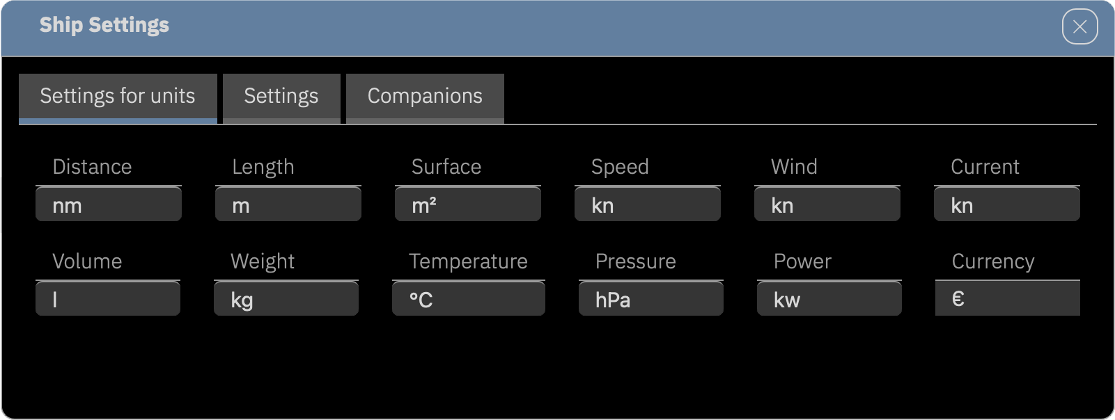Setting the standard units