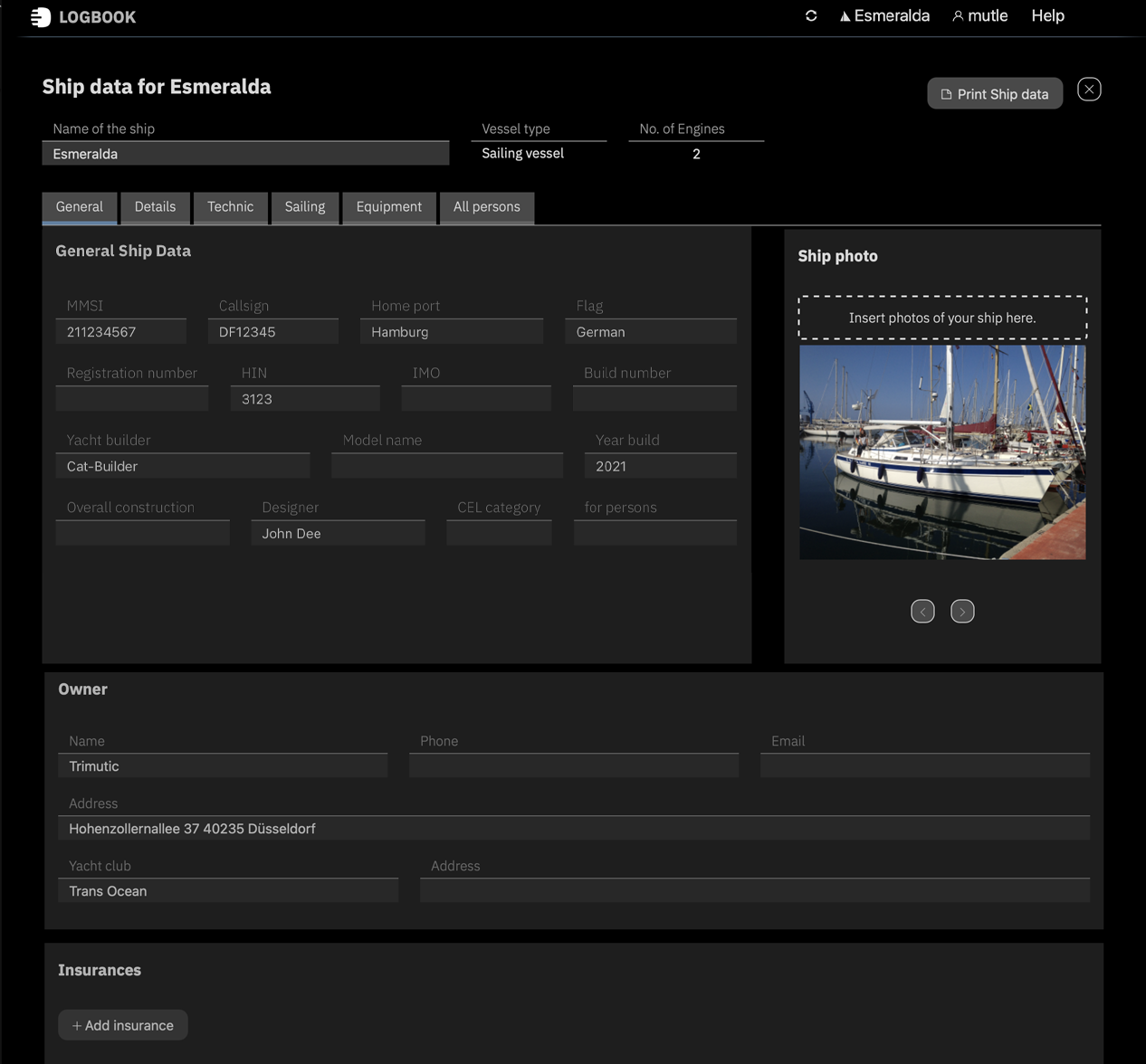 The ship data