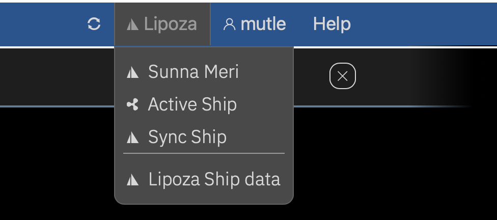The <strong>Ship</strong> menu in the LOGBOOK cloud
