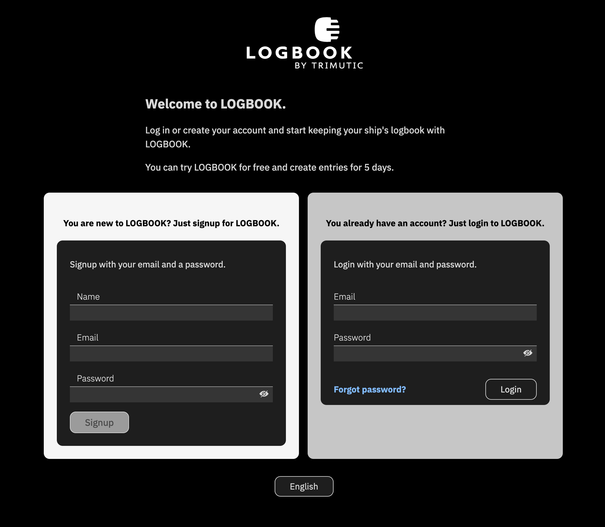Registration at LOGBOOK